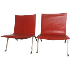 Two Poul Kjaerholm Leather Chairs, First Editon Kold Christensen