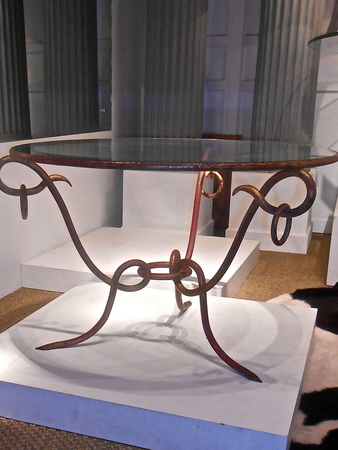 Mid-20th Century Neo Antique Gilded Wrought Iron Table by R. Drouet