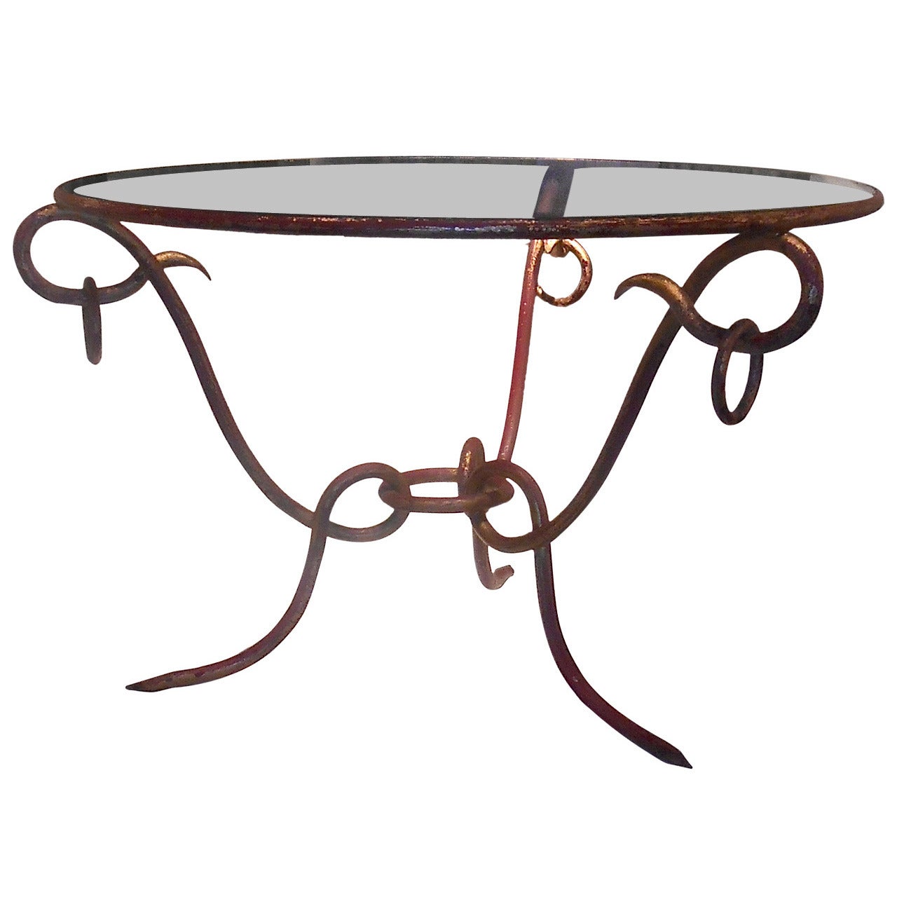 Neo Antique Gilded Wrought Iron Table by R. Drouet