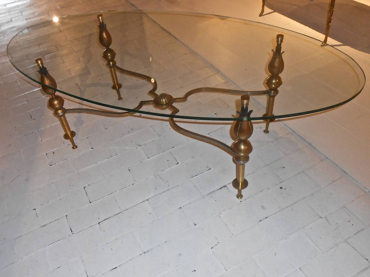 Polished Lotus Coffee Table attributed to Gilbert Poillerat For Sale