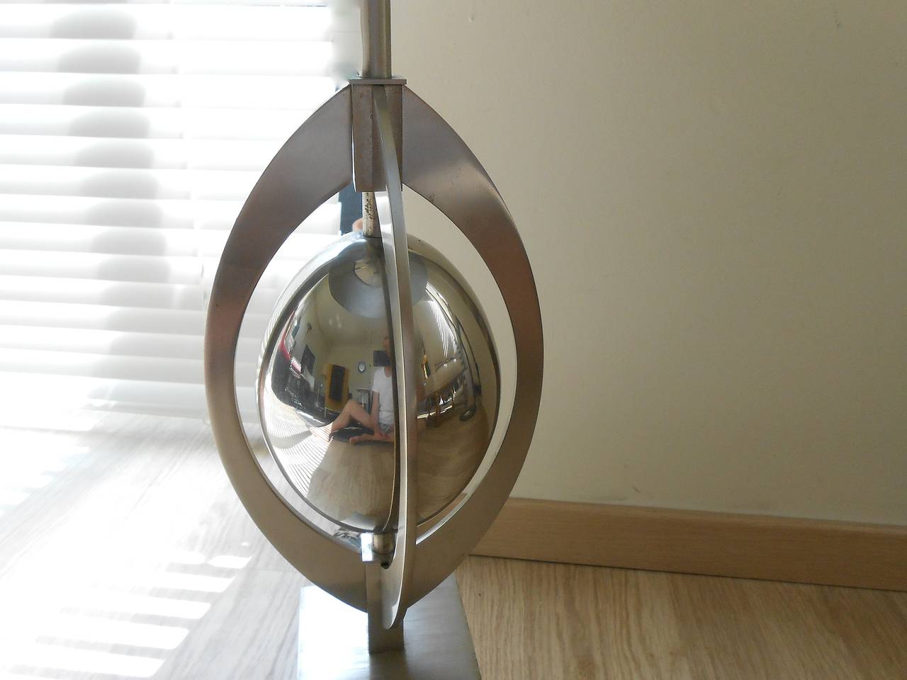 French Brushed Stainless Steel Lamp by Maison Charles et Fils For Sale