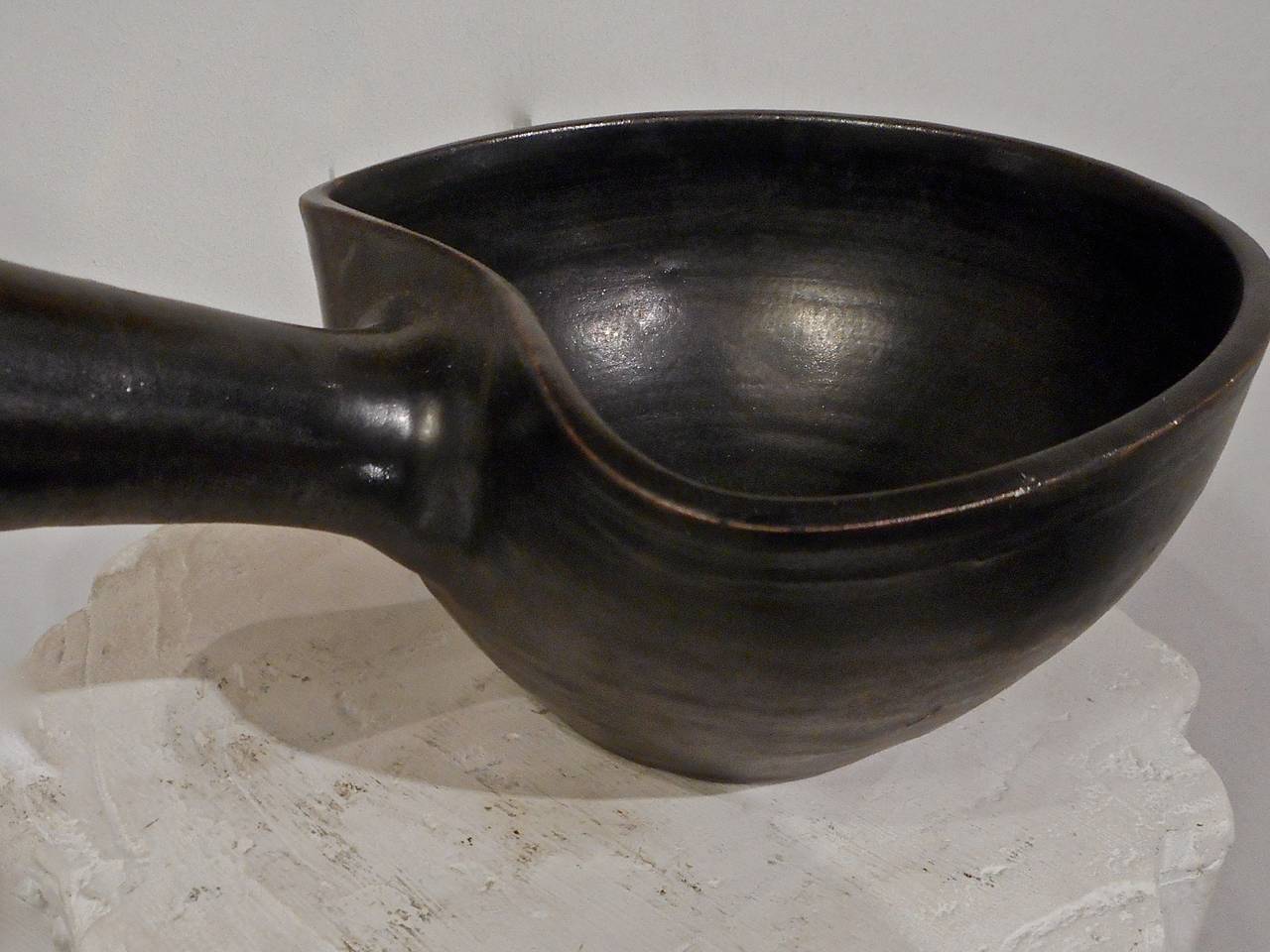 Mid-20th Century Suzanne Ramié Black Bowl with Handle, Madoura