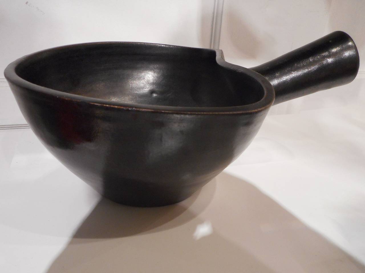 Suzanne Ramié Black Bowl with Handle, Madoura In Excellent Condition In Brussels, BE