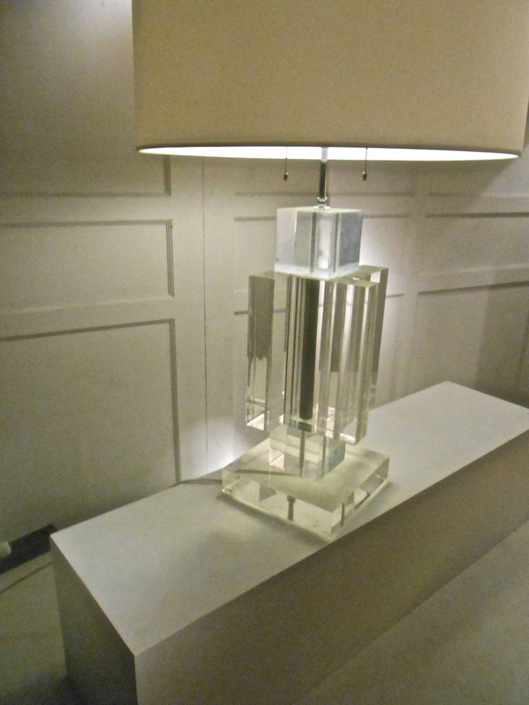 American A Big Heavy lucite Table Lamp by 