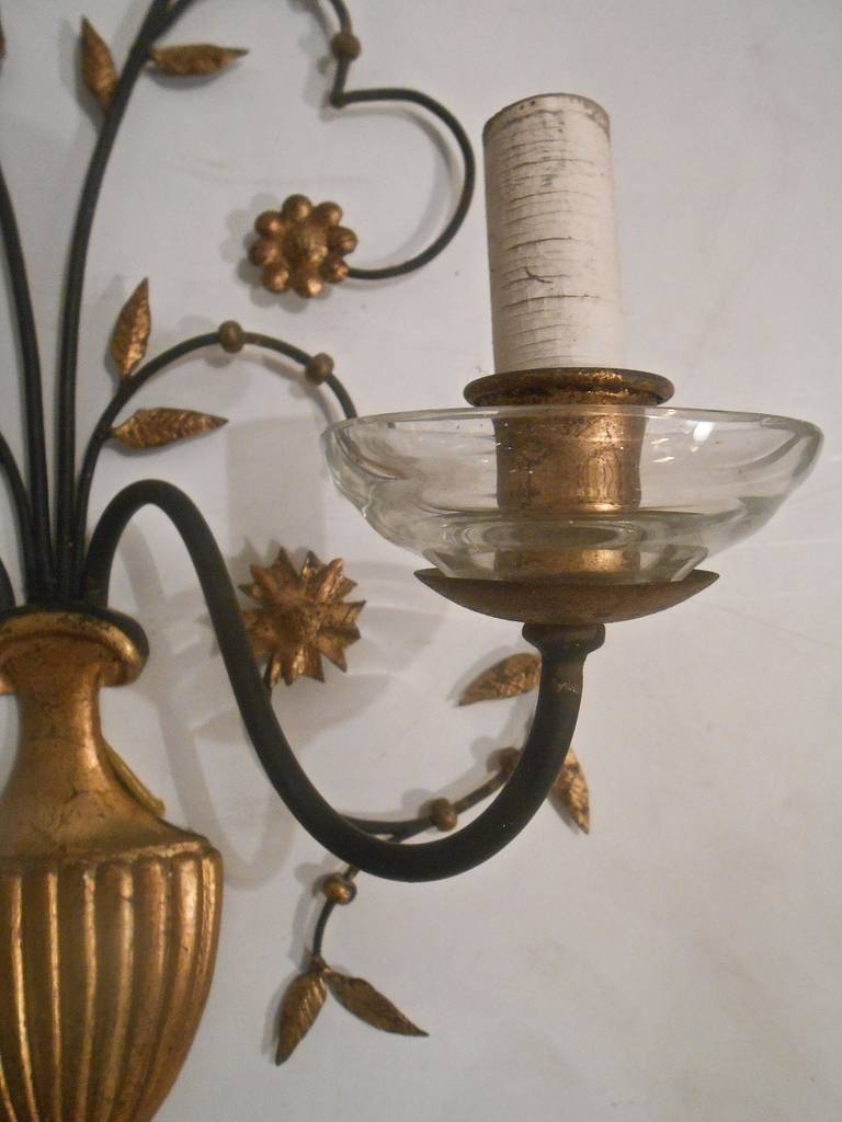 French Fine Pair of  Sconces in The  Style Off Baguès For Sale