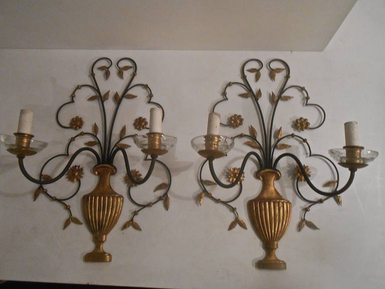 Mid-20th Century Fine Pair of  Sconces in The  Style Off Baguès For Sale