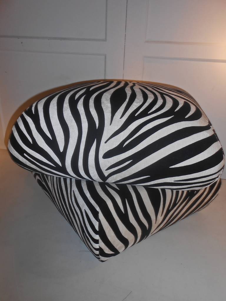 French An Art Deco Ottoman Upholsterd with a Zebra Fabric