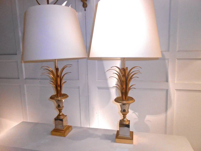 A Neo- Classical Pair of Brass Lamps