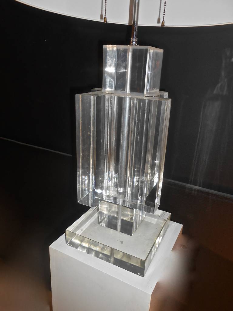 A Big Heavy lucite Table Lamp by 