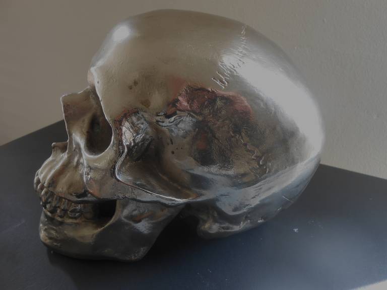 20th Century Nickel-Plated Resin Skull For Sale