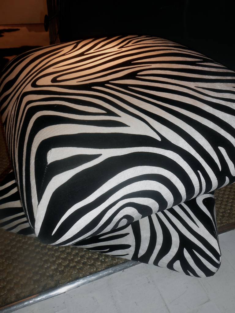 An Art Deco Ottoman Upholsterd with a Zebra Fabric 2