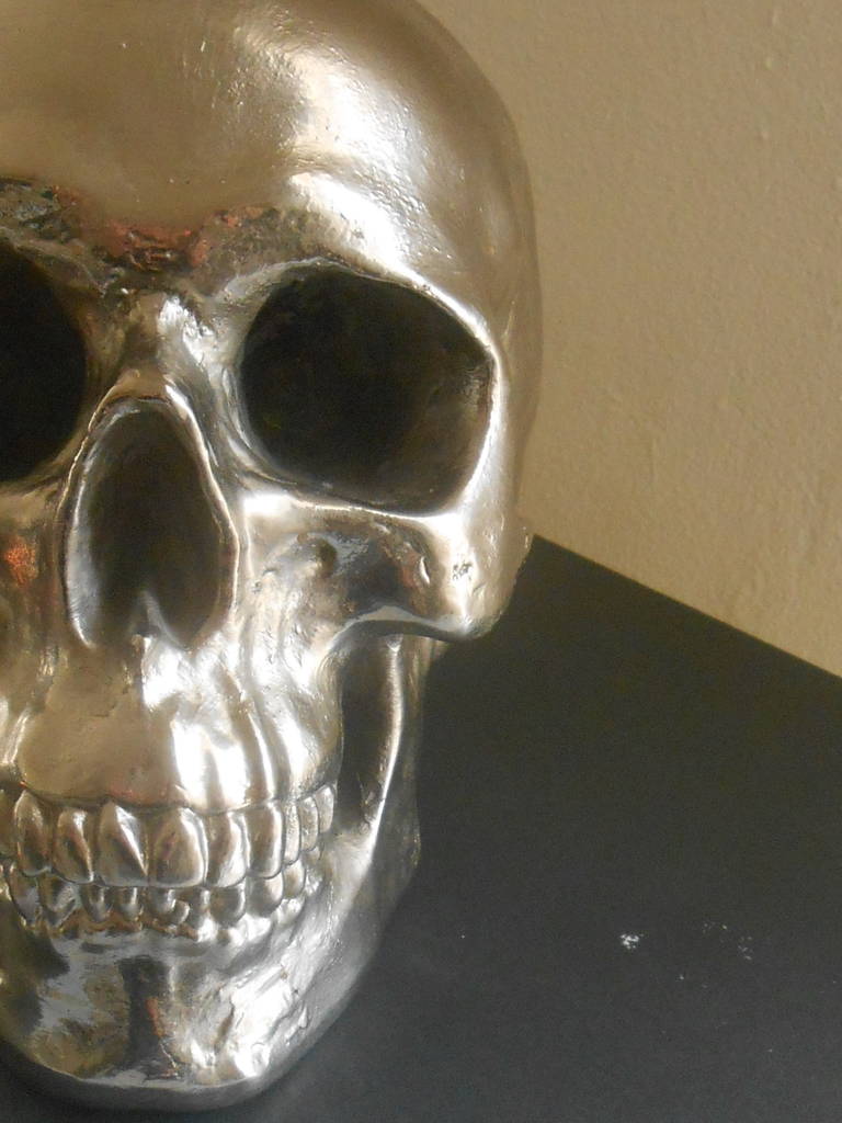 Nickel-Plated Resin Skull For Sale 1