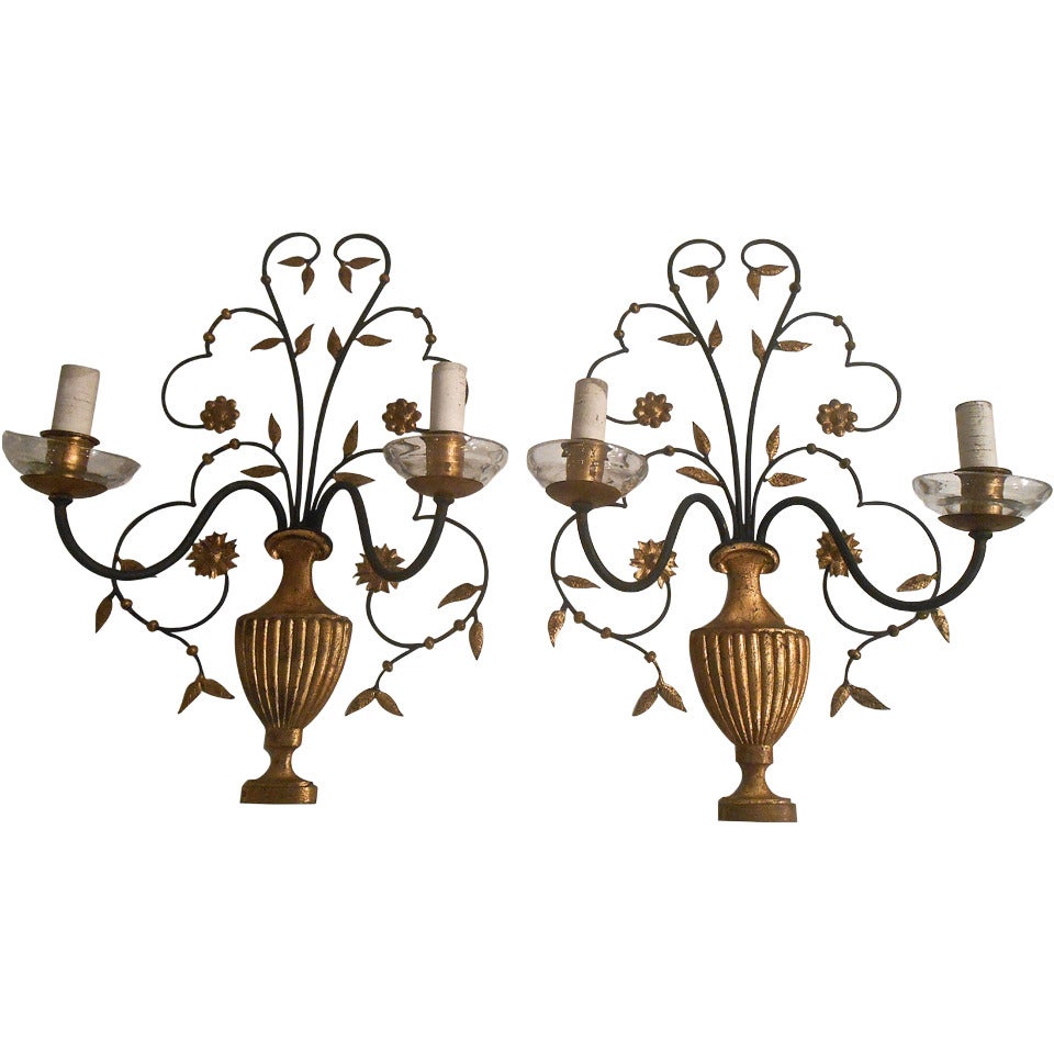 Fine Pair of  Sconces in The  Style Off Baguès For Sale