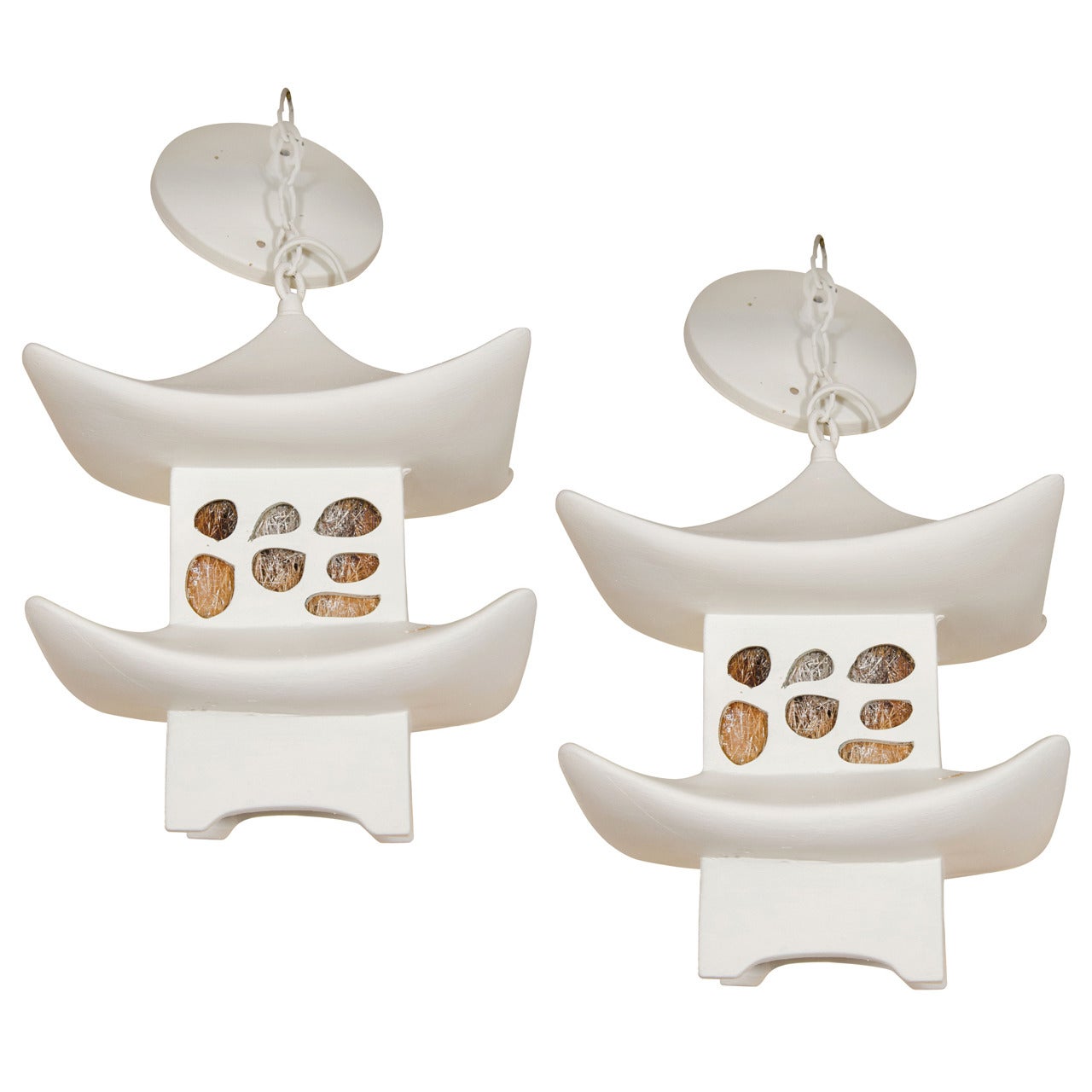 Pair of White Stone Pagoda Lanterns