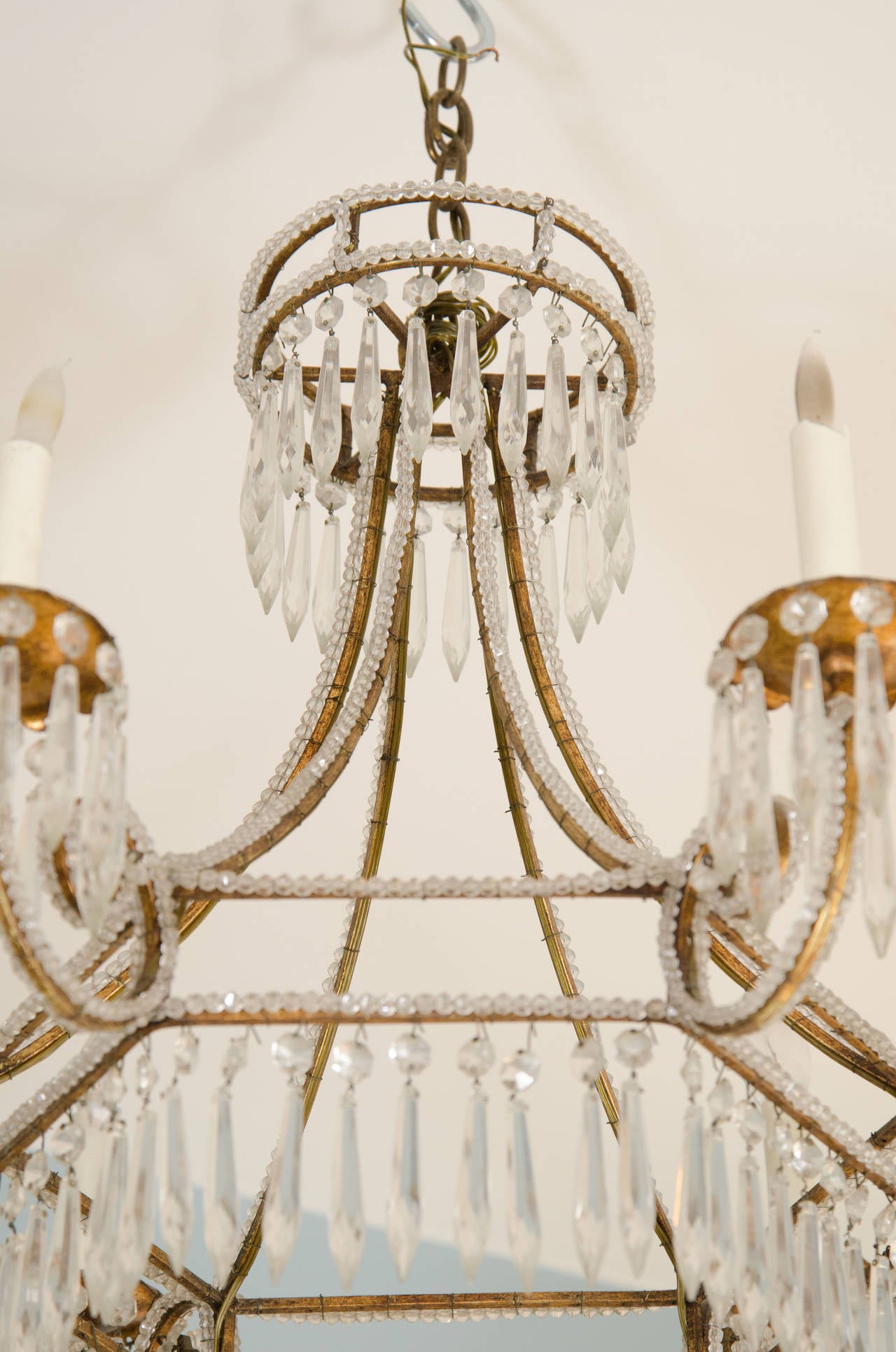 Antique Regency Style Cut Glass and Metal Chandelier