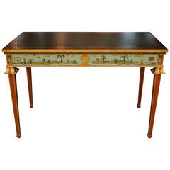 Painted Chinoiserie Console with Pagoda Detail on Legs and Greek Key on Top