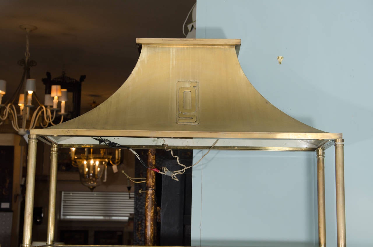 Brass Pagoda Form Ètagerè, circa 1960s In Good Condition In Locust Valley, NY