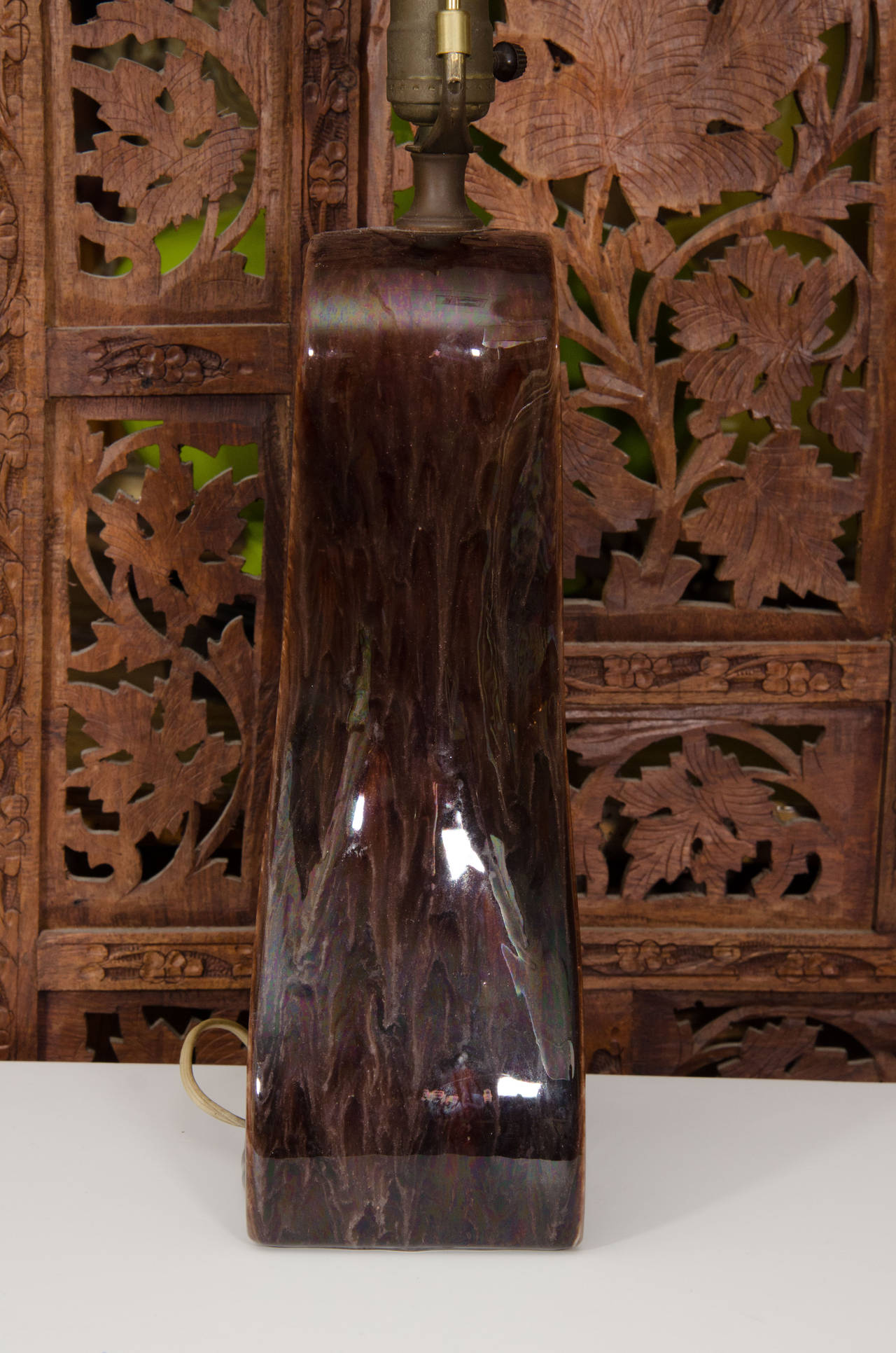 20th Century Pair of Vintage Brown Ceramic Lamps