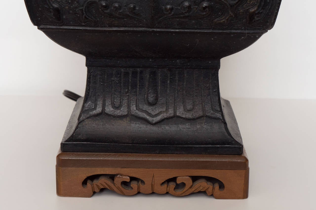 Pair of Vintage Bronze Asian Lamps 2