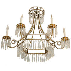 Antique Regency Style Cut Glass and Metal Chandelier