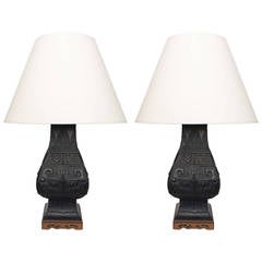 Pair of Vintage Bronze Asian Lamps