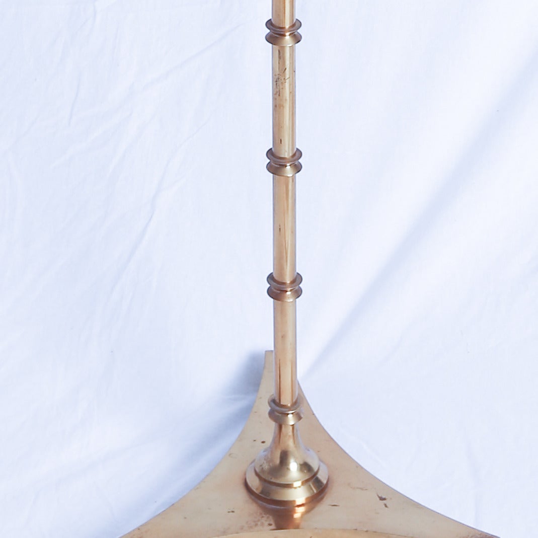 Jansen Style Bamboo Form Vintage Brass Standing Lamp In Fair Condition In Locust Valley, NY