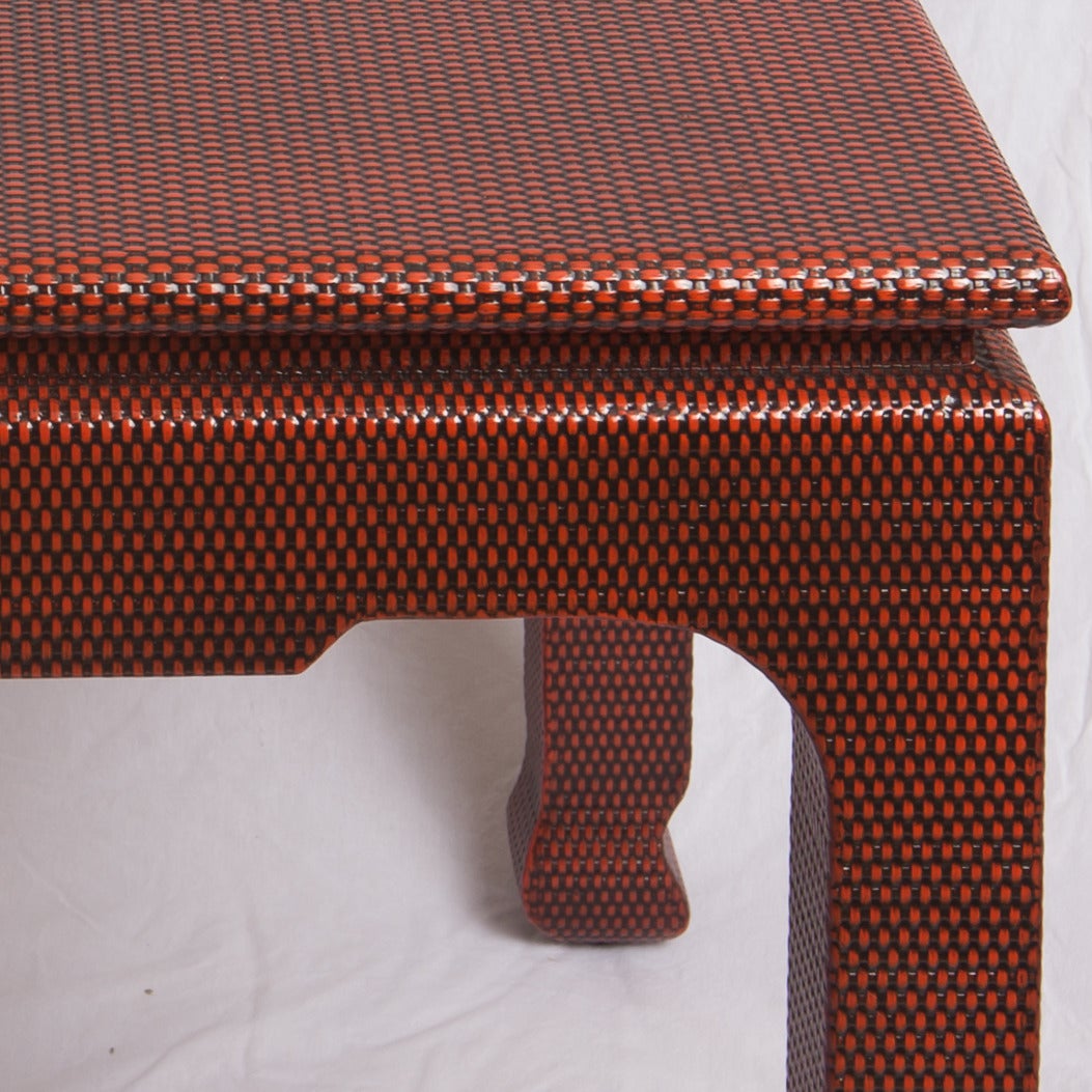 Harrison Van Horn Side Table in Red Lacquered Texture 1
