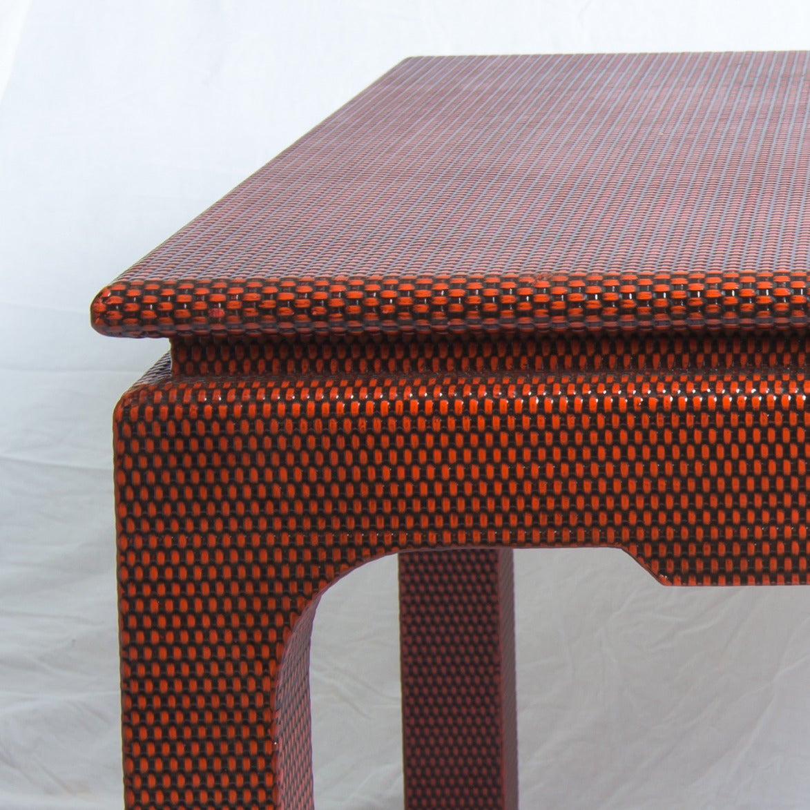 Harrison Van Horn Side Table in Red Lacquered Texture 4