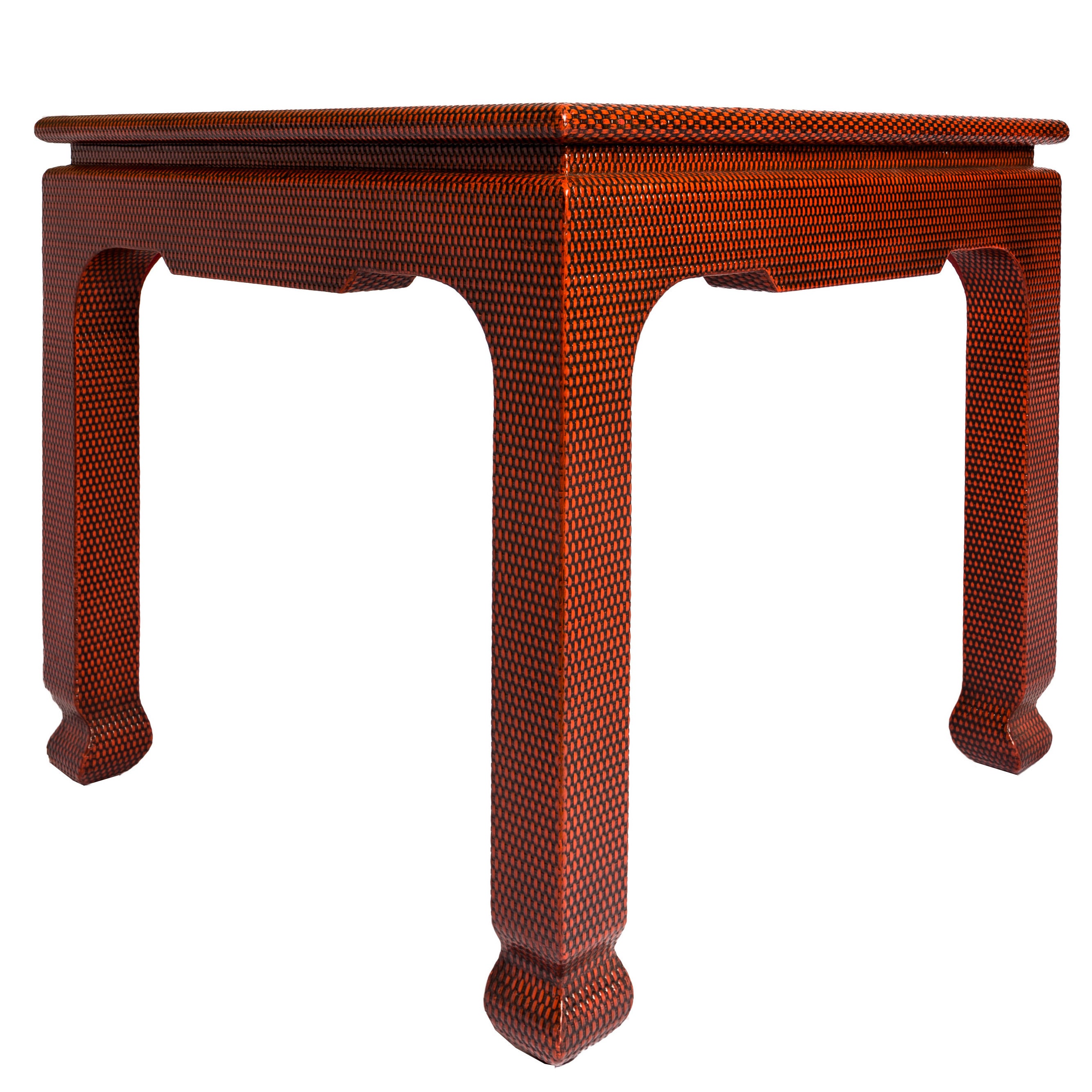 Harrison Van Horn Side Table in Red Lacquered Texture