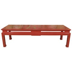 Vintage Red Lacquered Asian Low Table
