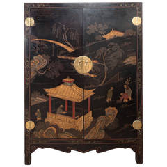 19th Century Chinese Coromandel Lacquer Cabinet
