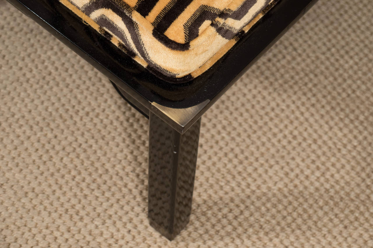 Pair of James Mont Style Asian Century Lacquered and Brass Low Chairs 5