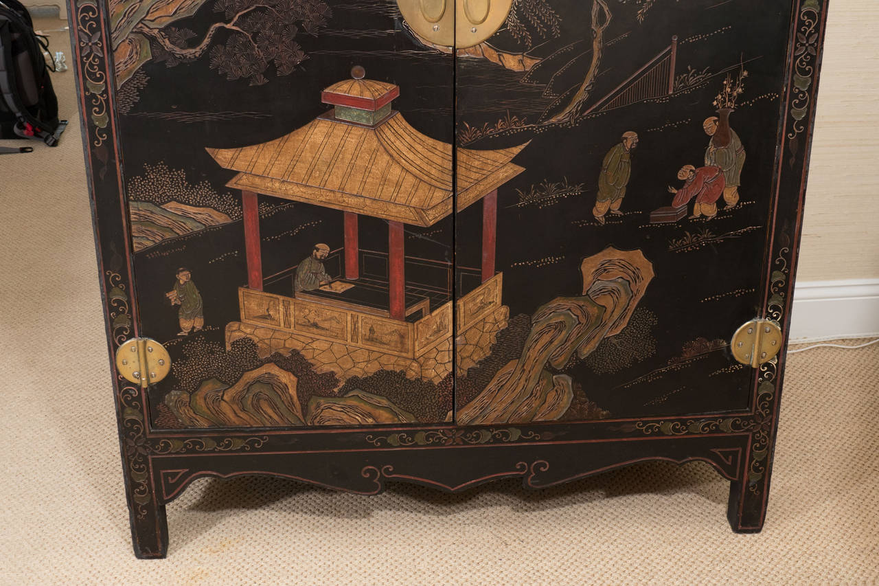 19th century Chinese coromandel lacquer cabinet.