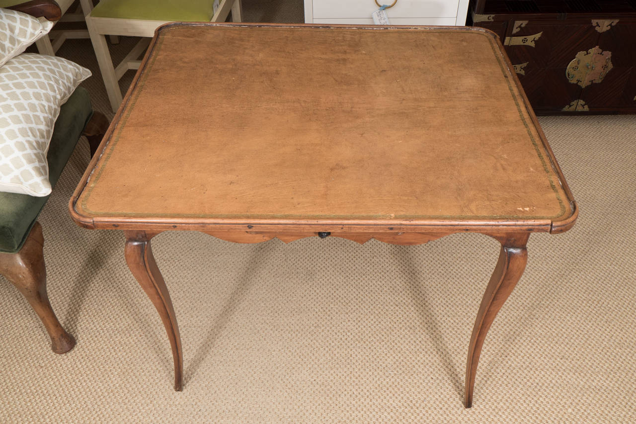20th Century French Antique Leather Top Games Table