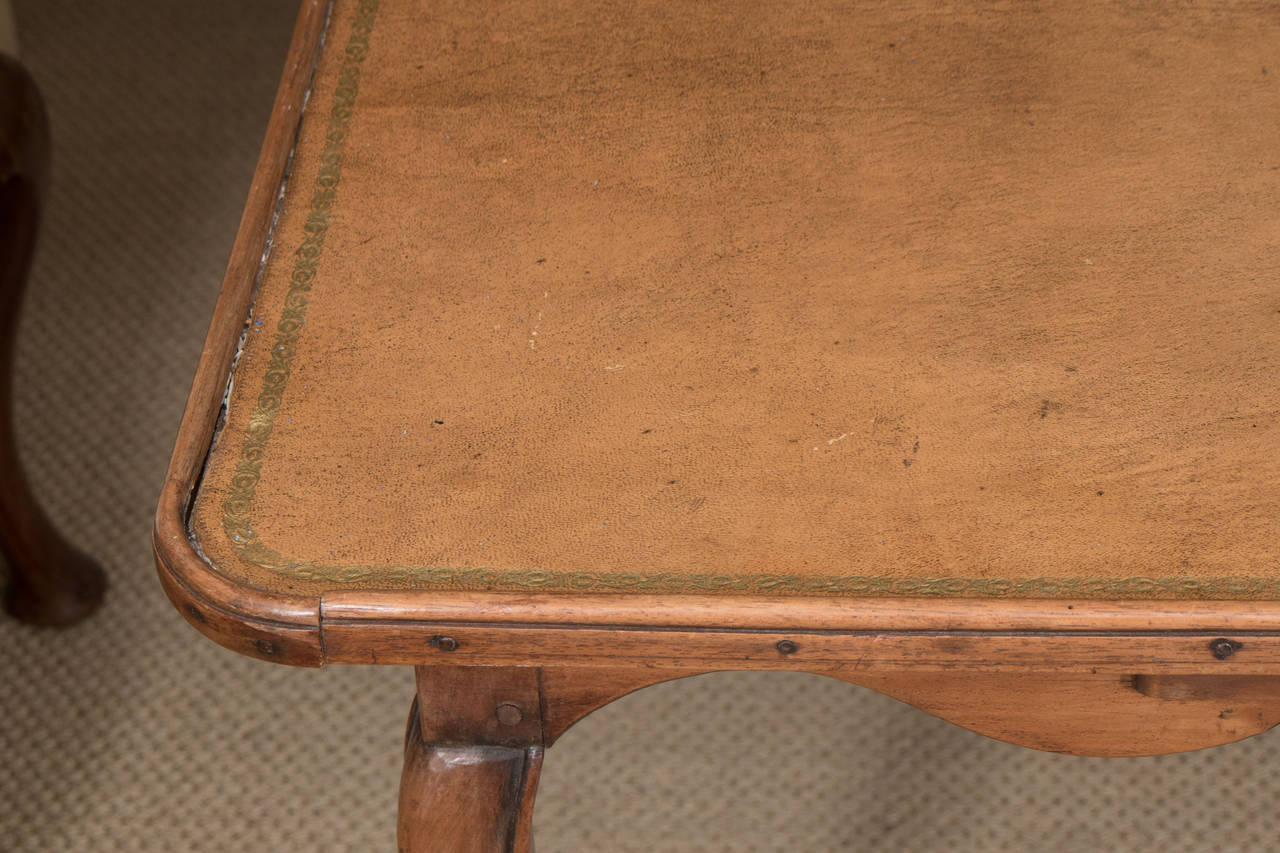 French Antique Leather Top Games Table 1