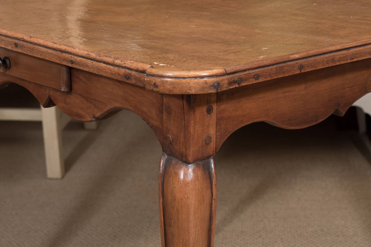 French Antique Leather Top Games Table 3