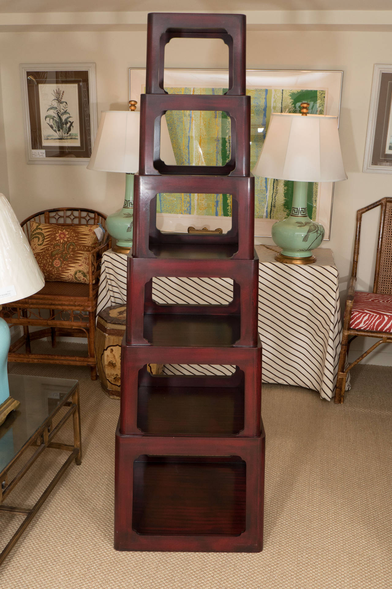 20th Century Asian Wood Stacking Etagere