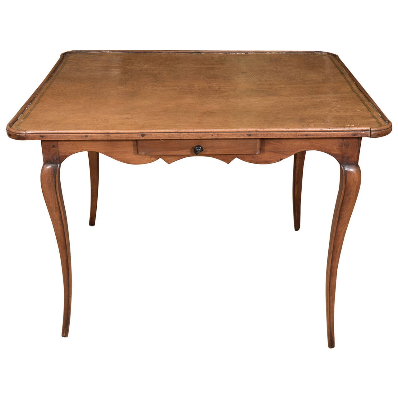 French Antique Leather Top Games Table For Sale at 1stDibs