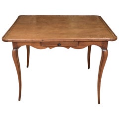 French Antique Leather Top Games Table