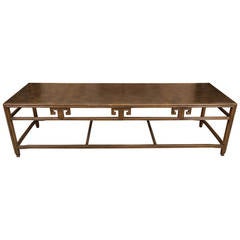 Mid Century Carved Wood Greek Key Cocktail Table