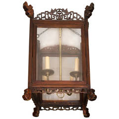 Vintage Elm Chinese Lantern with Pierced Detail