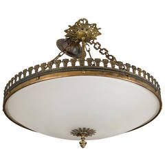 Large Brass Domed Light with Acorn Finial and Gallery