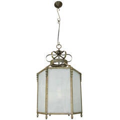Antique Brass Lantern with Crown Detail