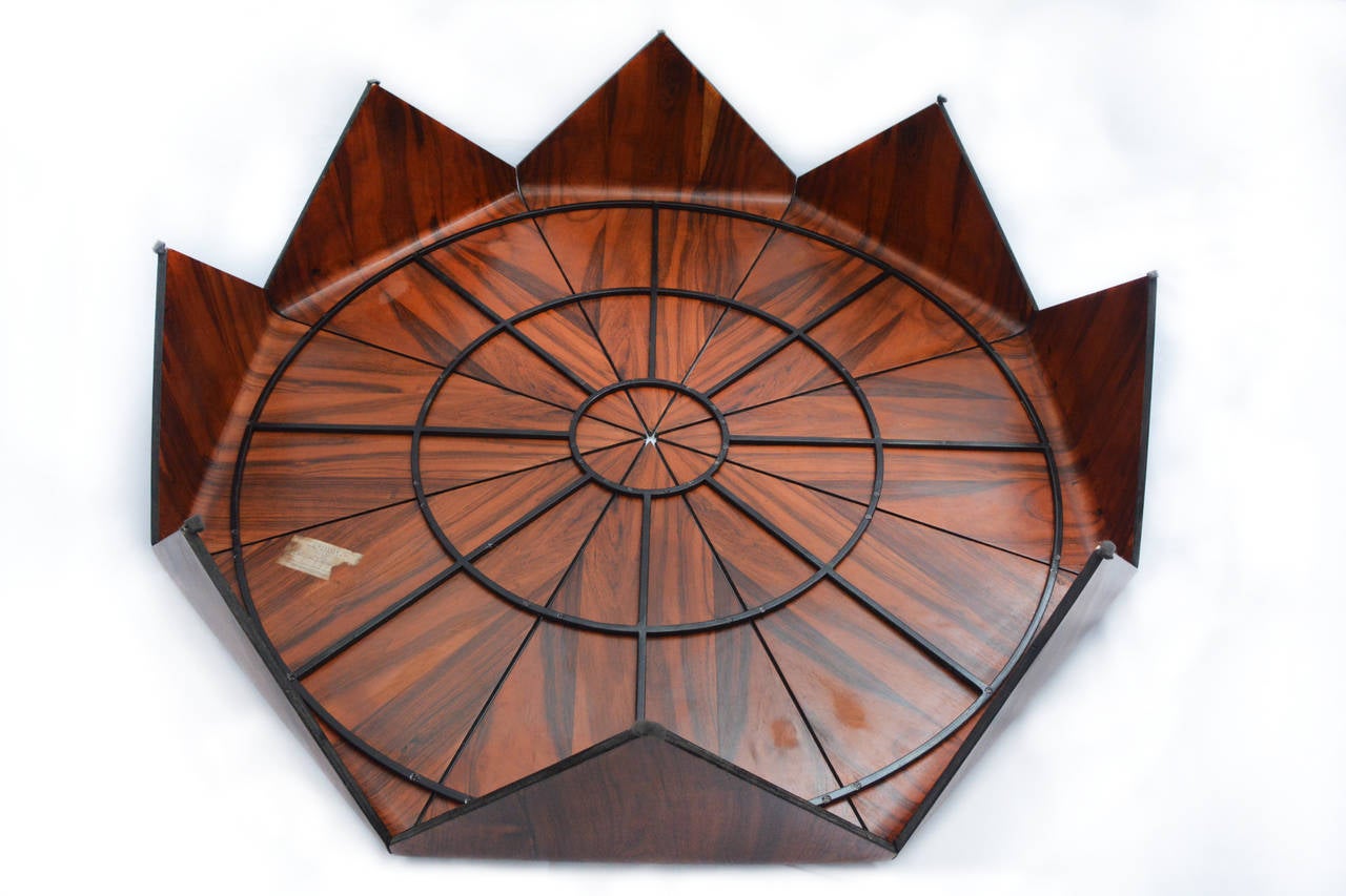 Very rare 1962 octagonal Brazilian coffee table with a designer stamp from
L' atelier by Jorge Zalszupin.