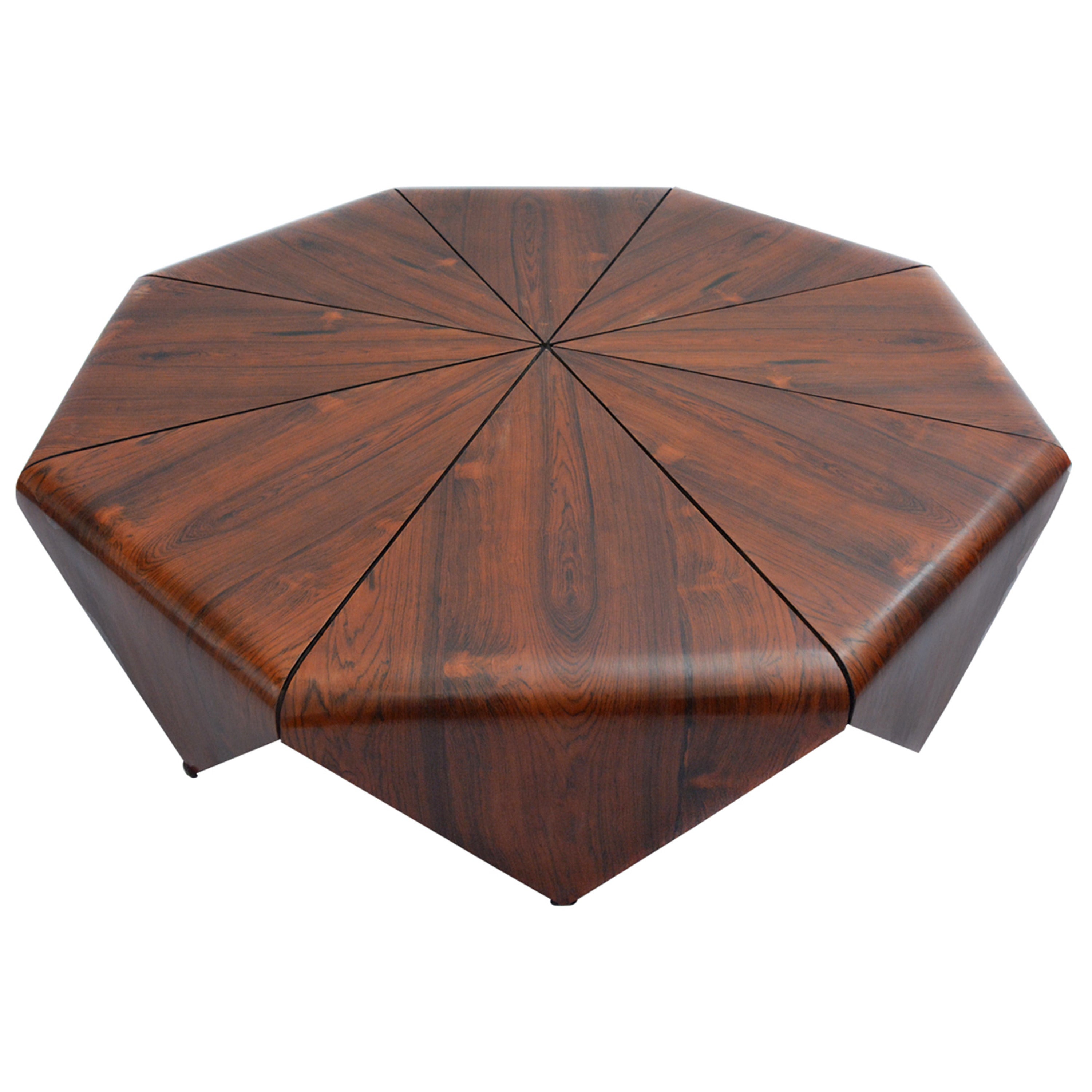 "Petalas" Octagonal Brazilian Jacaranda Coffee Table For Sale