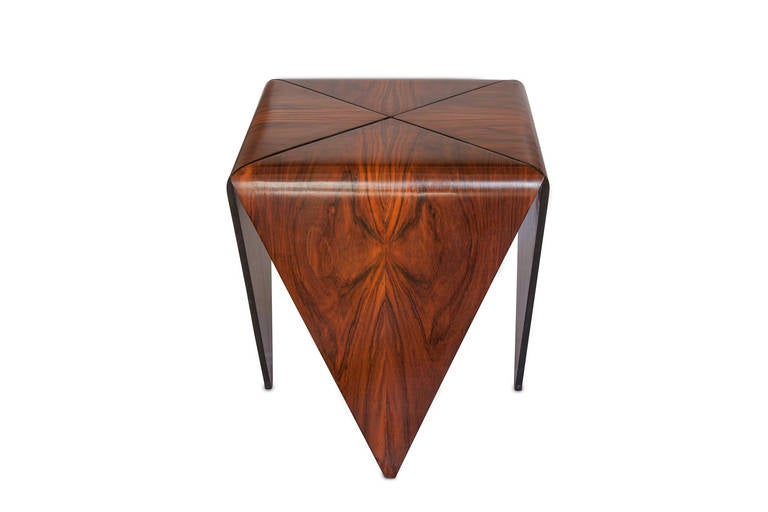 The original side table called “Petala” made in 1960s with Jacaranda by Jorge Zalszupin.