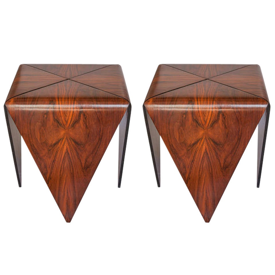 Original Pair of "Petala" Side Tables by Jorge Zalszupin