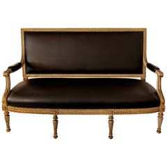 19th Century Burnished Gold Sofa, Louis XVI Style