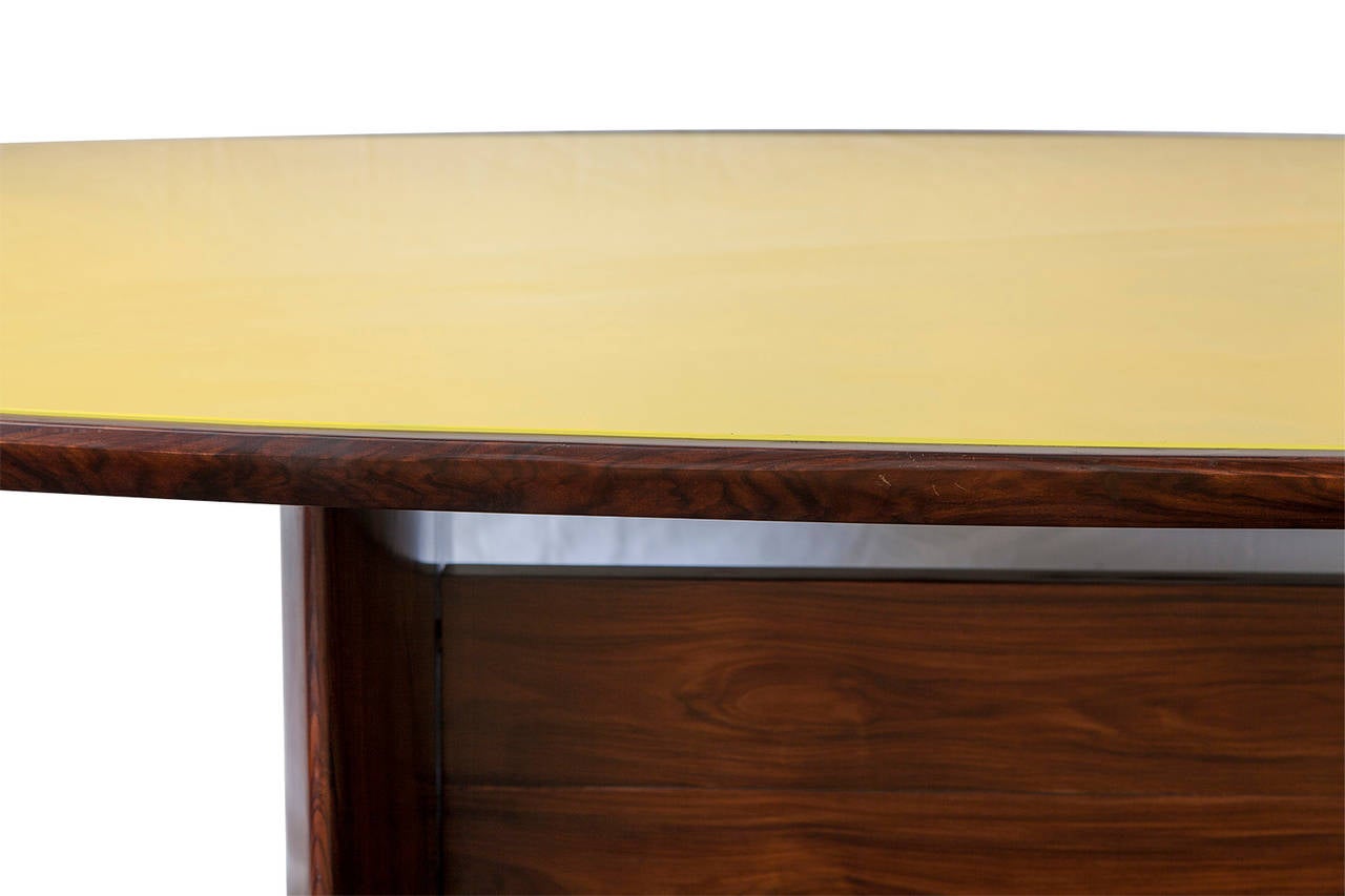 Brazilian Rare Yellow Table by Joaquim Tenreiro