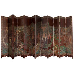 Huge and Unique 12-Panel Chinese Coromandel Double-Sided Screen